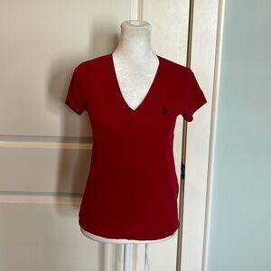 Red V-neck Tee shirt from Polo Ralph Lauren. Size XS
